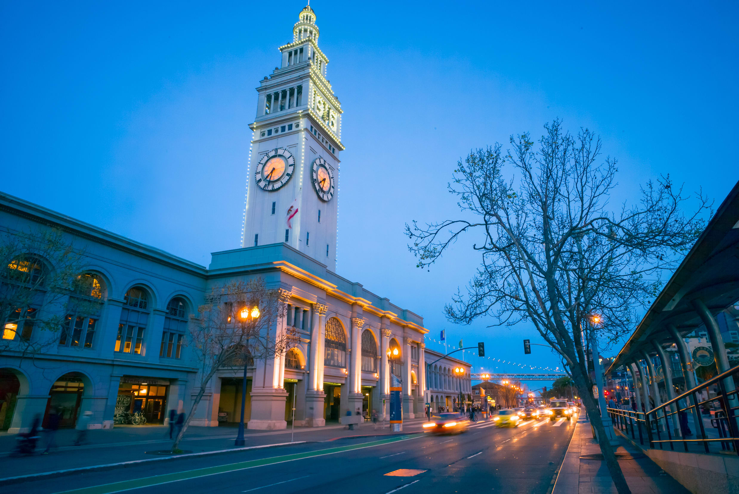 Image of Clock Tower, Tower, City, Car, Urban, Road, Light, Traffic Light, 