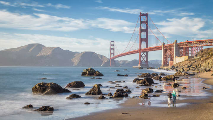 Image of Bridge, Golden Gate Bridge, Landmark, Person, 