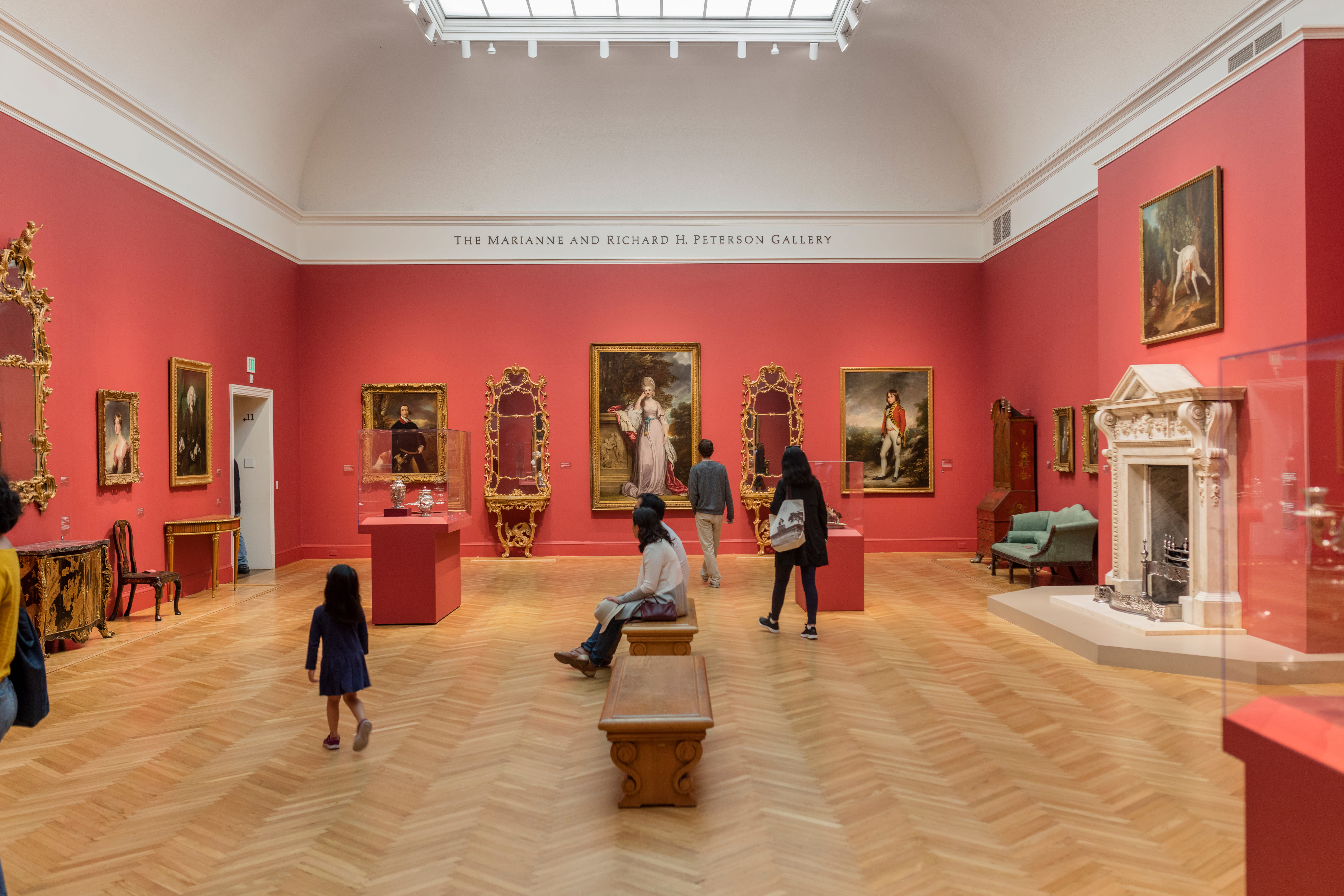 Image of Indoors, Museum, Chair, Person, Adult, Female, Woman, Handbag, Bench, Floor, Flooring, 