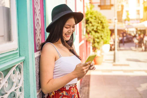 Image of Face, Head, Person, Reading, Adult, Female, Woman, Happy, Smile, Hat, 