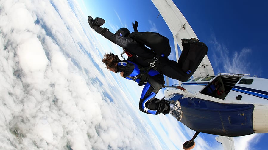 Image of Adult, Male, Man, Person, Adventure, Skydiving, Aircraft, Airplane, Vehicle, 