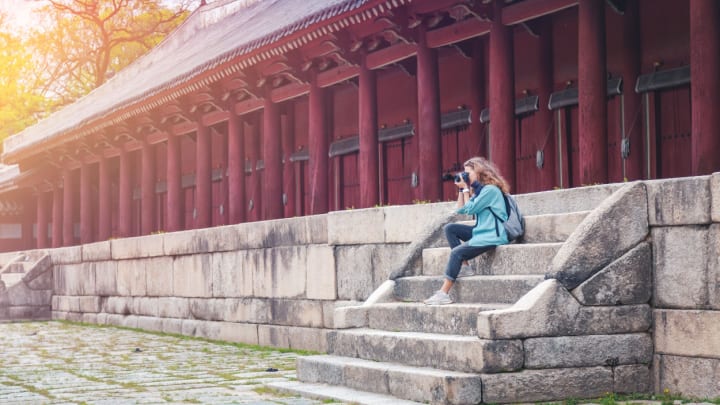 Image of Photography, Person, Sitting, Pants, Female, Girl, Teen, Path, Walkway, 