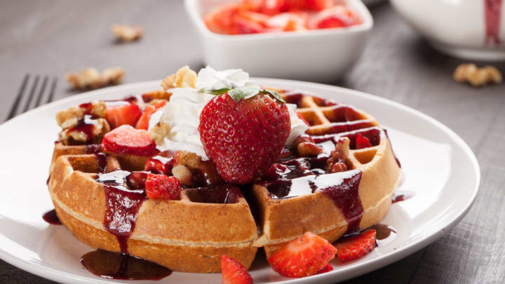 Image of Fork, Brunch, Food, Waffle, 