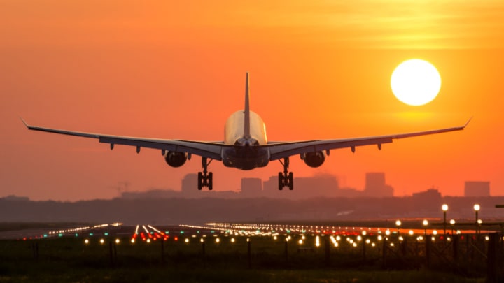 Image of Aircraft, Airplane, Landing, Vehicle, Flight, Takeoff, Airport, Airliner, 