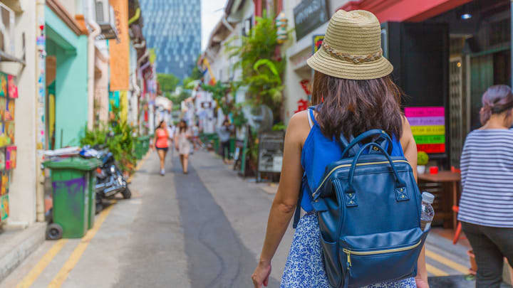 Image of Adult, Female, Person, Woman, Bag, City, Pedestrian, Road, Street, Urban, 