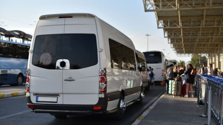 Image of Person, Handbag, Bus, Vehicle, 