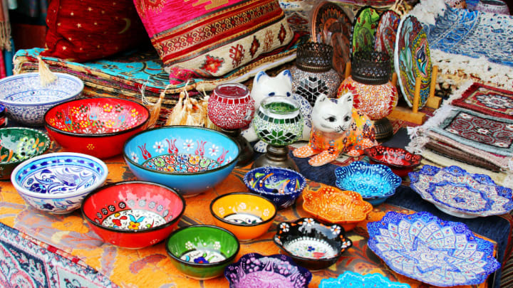 Image of Art, Handicraft, Porcelain, Pottery, Dining Table,