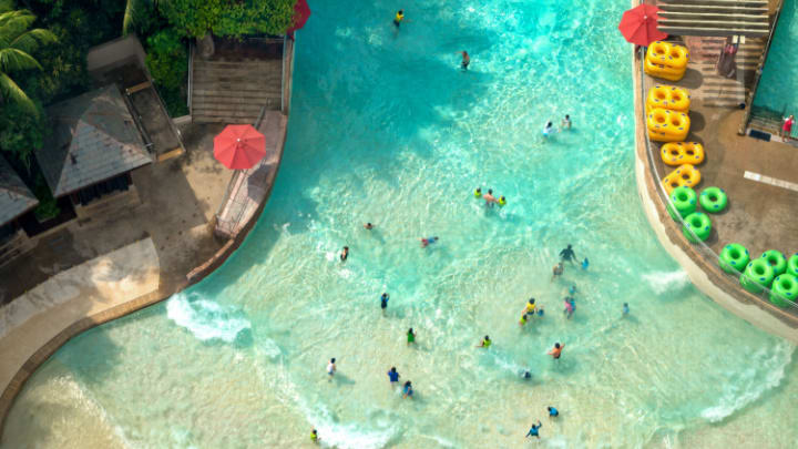 Image of Water, Hotel, Amusement Park, Water Park, Pool, Swimming Pool, Person, Outdoors, Resort, 