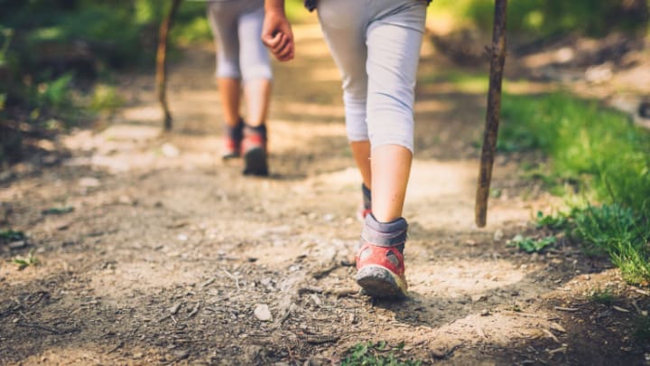 Image of Person, Walking, Shoe, Sneaker, Child, Female, Girl, Boy, Male,