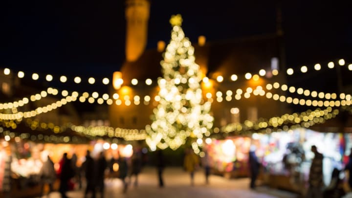 Image of Lighting, Person, Urban, City, Christmas, Christmas Decorations, Festival,