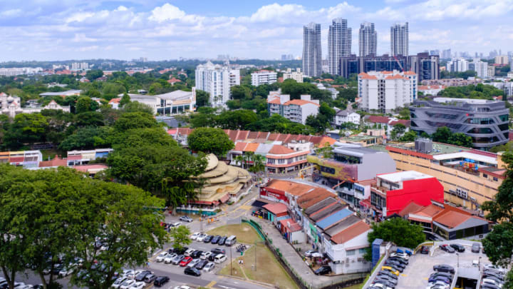 Image of Building, Cityscape, Urban, City, Road, Outdoors, Aerial View, 