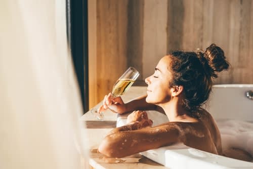 Image of Bathing, Adult, Female, Person, Woman, Beverage, Alcohol,