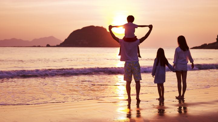 Image of Nature, Outdoors, Sky, Person, Adult, Female, Woman, Shorts, Beach, Coast, Sea, Shoreline, Water, Walking, Photography, Fun, Vacation, Boy, Child, Male, Summer, 