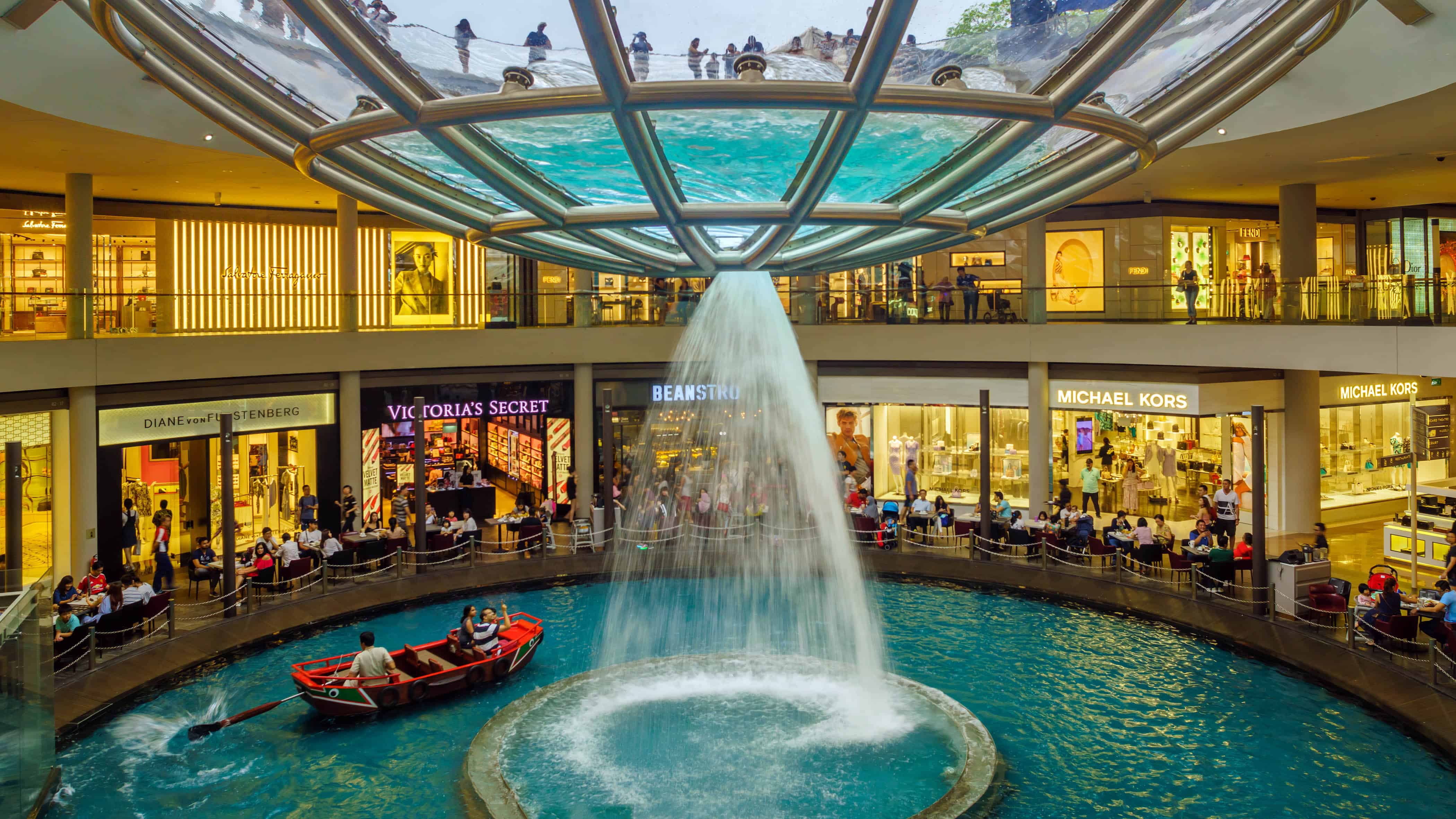 Image of Shop, Shopping Mall, Boat, Vehicle, Urban, Water, Person, City, Pool, Swimming Pool, People, 