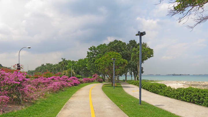 Image of Nature, Outdoors, Scenery, Path, Grass, Park, Road, Horizon, Sky, Landscape, Utility Pole, 