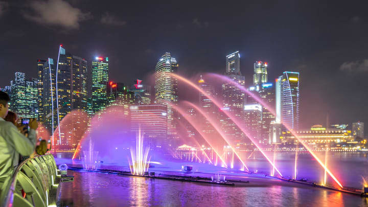 Image of City, Nature, Outdoors, Scenery, Water, Urban, Fountain, Landscape, Cityscape, Adult, Male, Man, Person,
