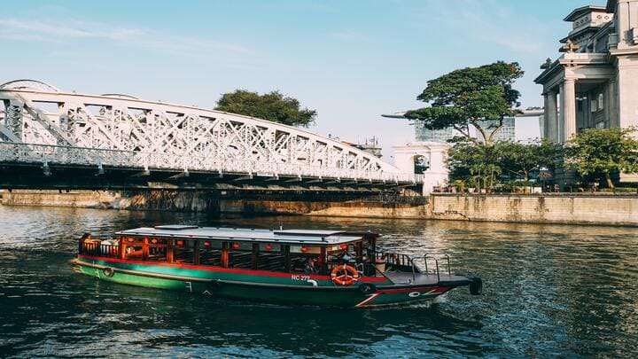 Image of Boat, Vehicle, Boating, Water, Water Sports, Bridge, Cityscape, Urban, Ferry, 