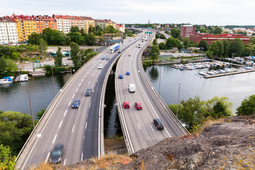 Image of Road, Outdoors, Aerial View, Car, Vehicle, Truck, Boat, 