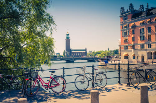 Image of Nature, Outdoors, Scenery, City, Neighborhood, Bicycle, Vehicle, Bell Tower, Tower, Urban, 