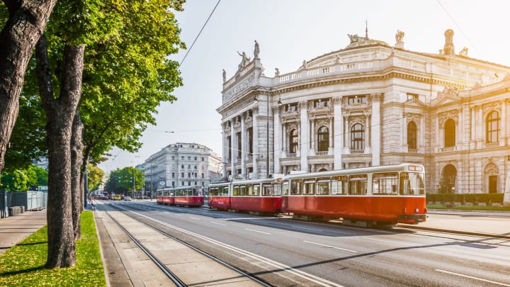 Image of Cable Car, Vehicle, Streetcar, City, Bus, Person, Road, 