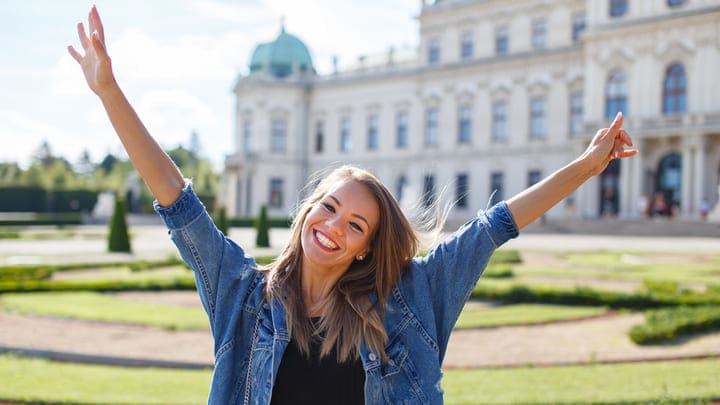 Image of Head, Person, Face, Happy, Female, Girl, Teen, Triumphant, Laughing, Selfie, 