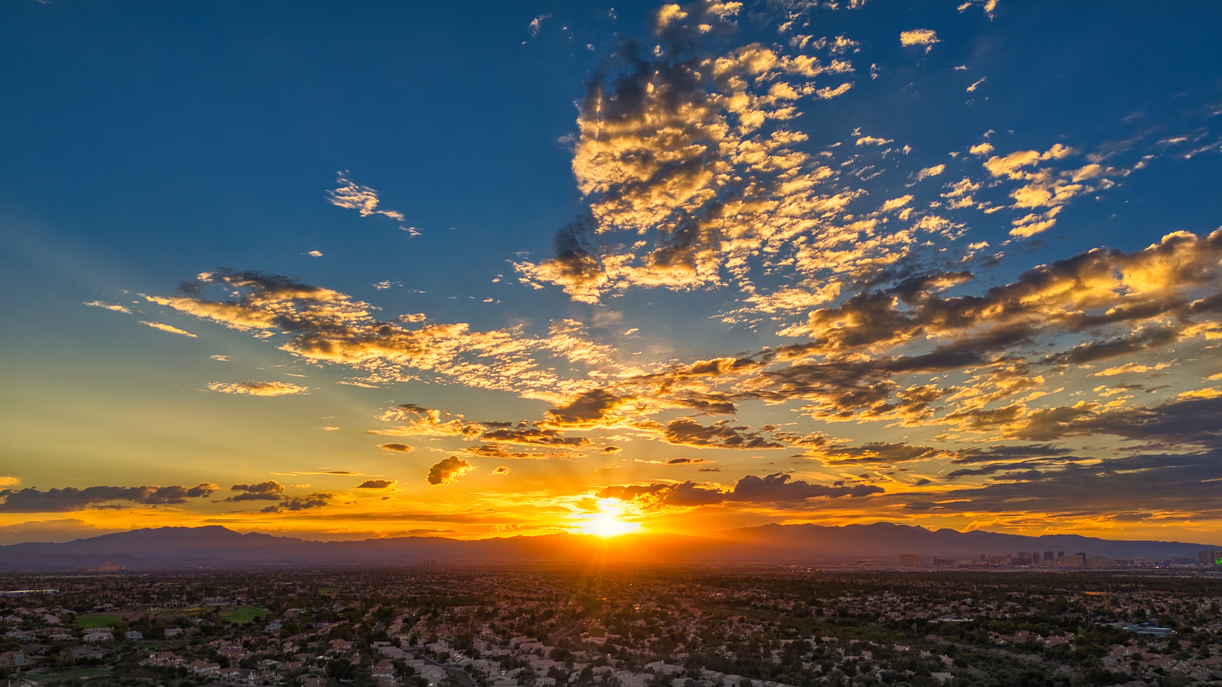 Las Vegas skyline panorama at golden hour