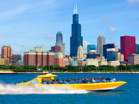 Boat cruising through water