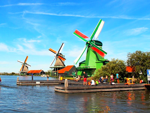The windmills at Zaanse Schans village just outside Amsterdam.