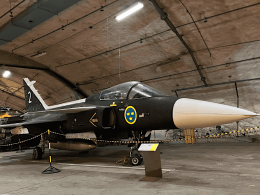 A fighter jet at the Aeroseum in Gothenburg.