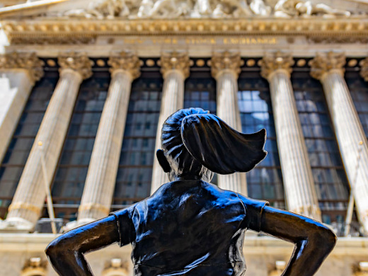 The Fearless Girl statue outside the New York Stock Exchange.