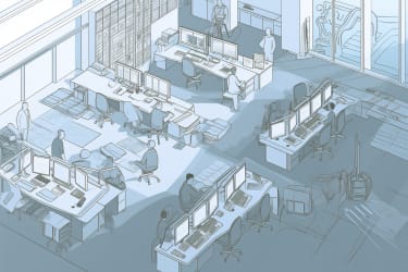 An illustration of an outline of a web project, with a person sketching the wireframe on a whiteboard, in the style of a technical drawing, viewed from a top-down perspective, with a computer and a notebook in the background. --v 5 --ar 3:2