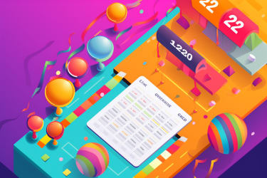 An illustration of a busy calendar with upcoming events marked in bright colors, surrounded by festive decorations and party favors, in the style of a lively event invitation, viewed from a top-down perspective --v 5 --ar 3:2