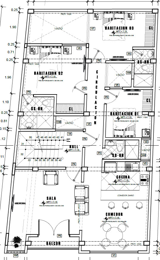 Plano arquitectónico del departamento