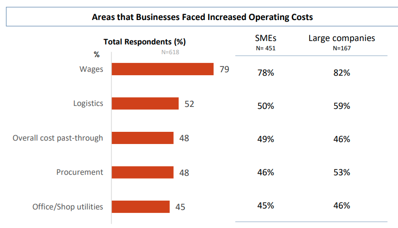 Cost Challenges Faced by Businesses (Source: SBF National Business Survey 2022/2023 Slide Deck)