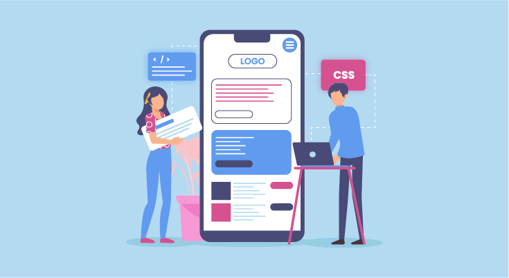 A development team building a custom mobile app for a business, from wireframes to launch