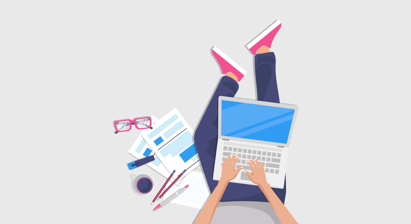 A copywriter comparing persuasive ad copy with an informative blog article