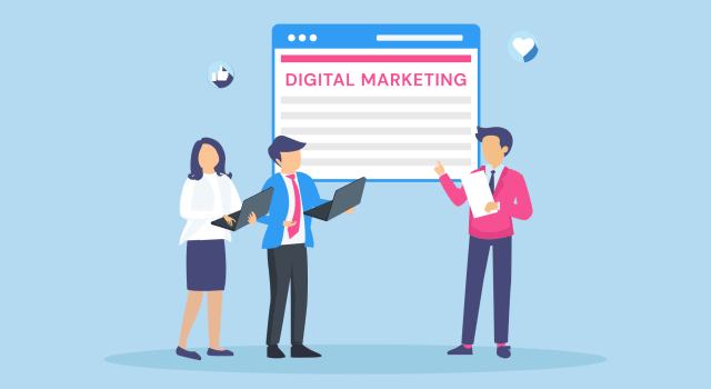 Digital marketing agency team meeting a prospective client to win new business
