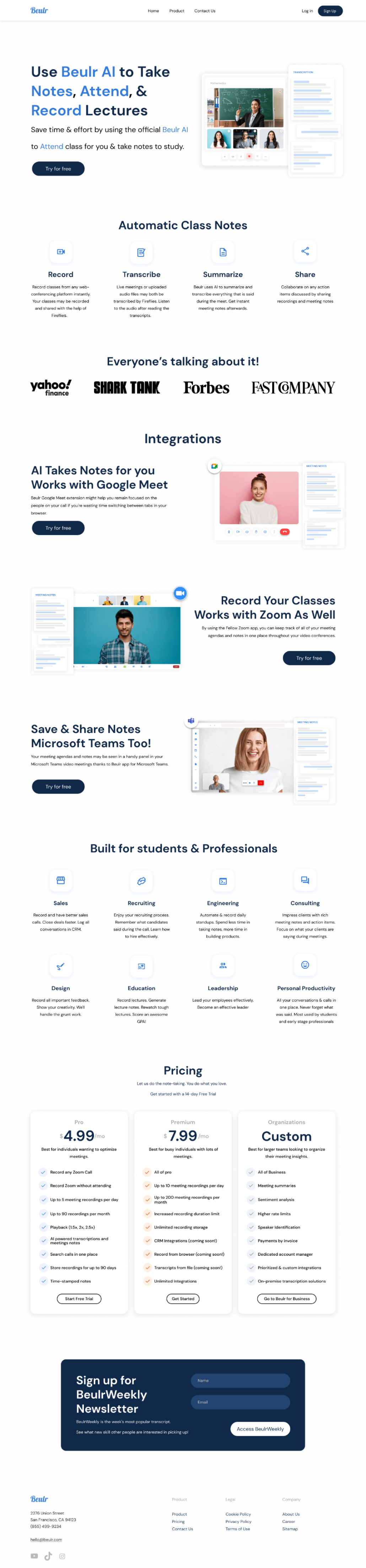 Beulr Landing Page