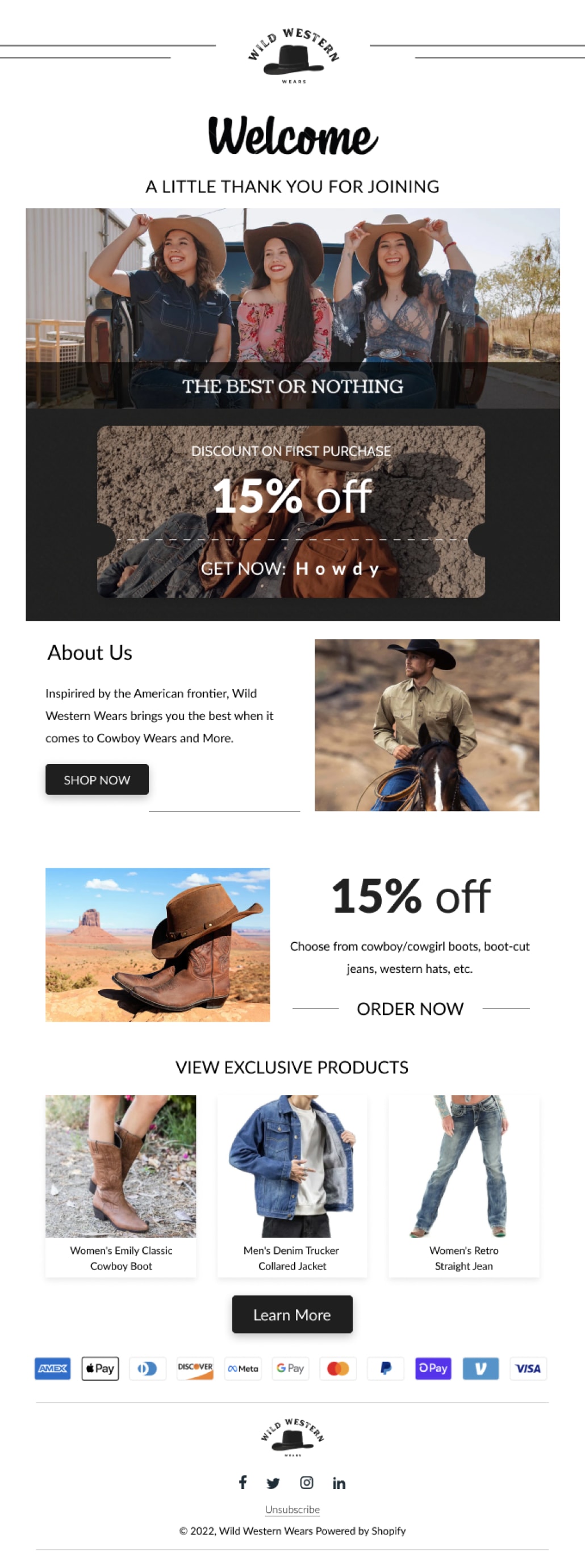 Wild West Wear Emailer