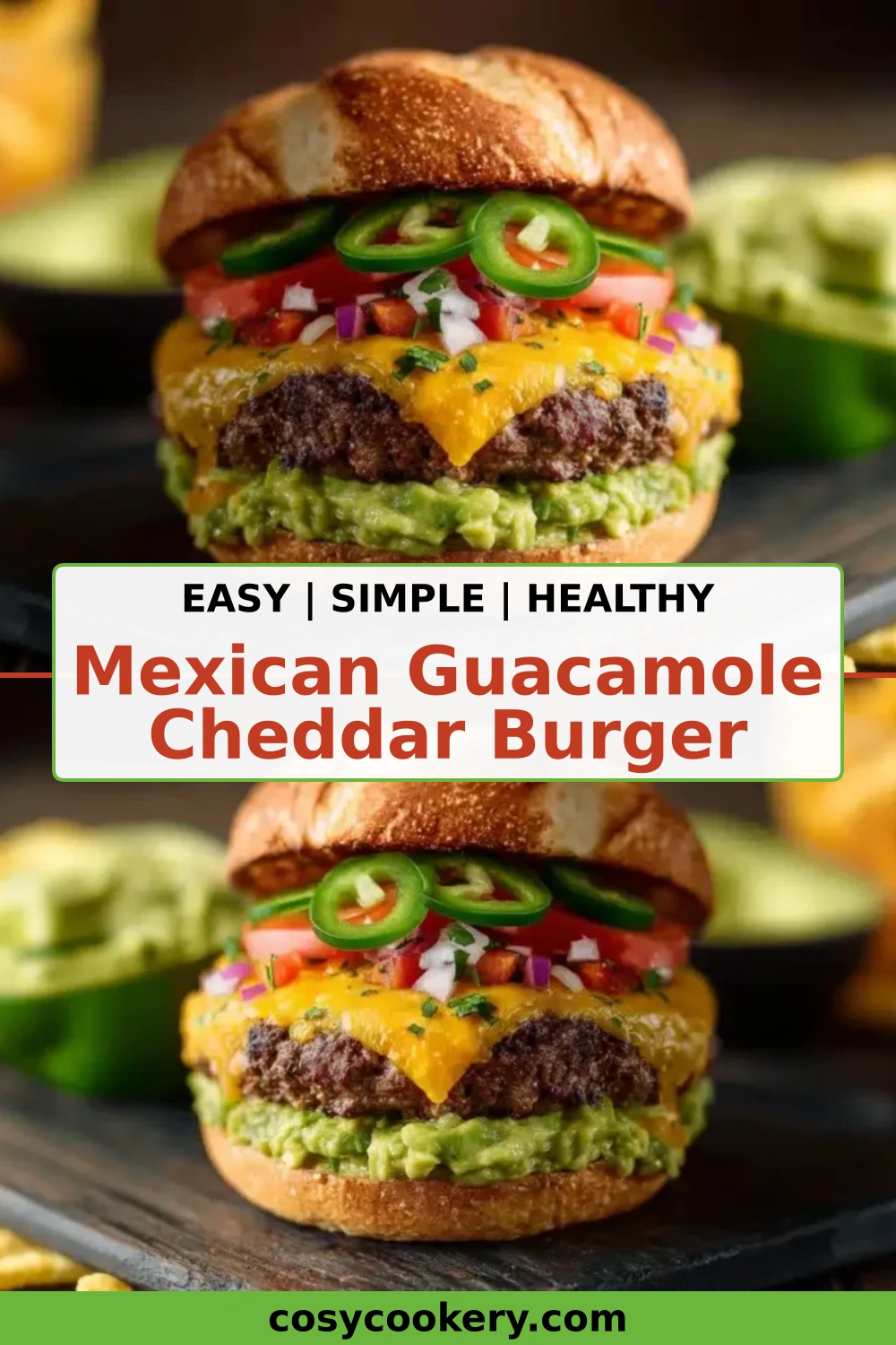 Mexican Guacamole Cheddar Burger