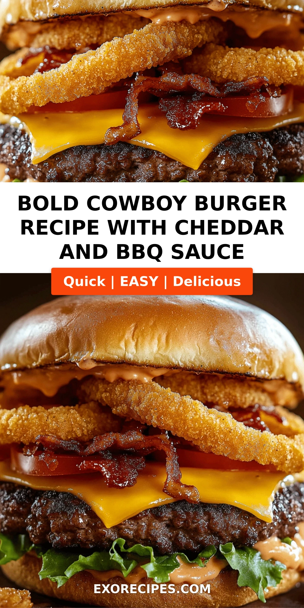 Bold Cowboy Burger Recipe with Cheddar and BBQ Sauce