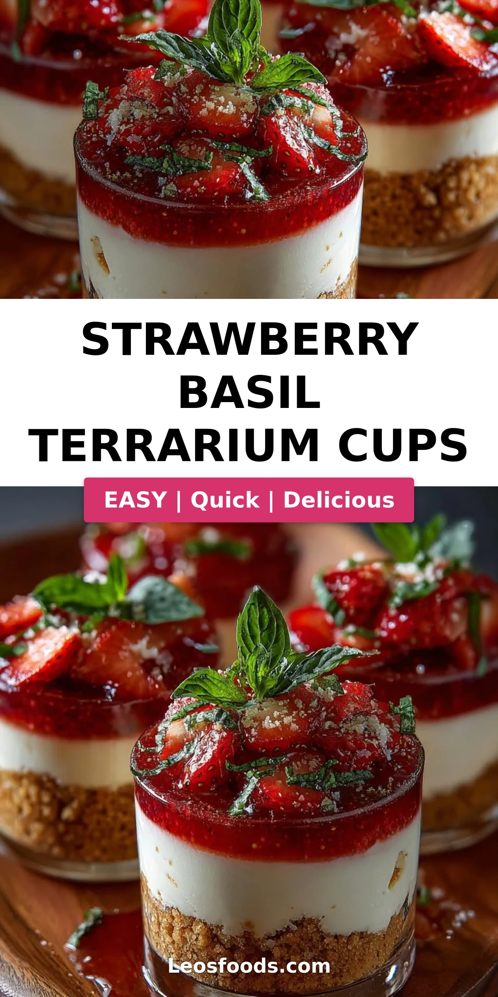 Strawberry Basil Terrarium Cups