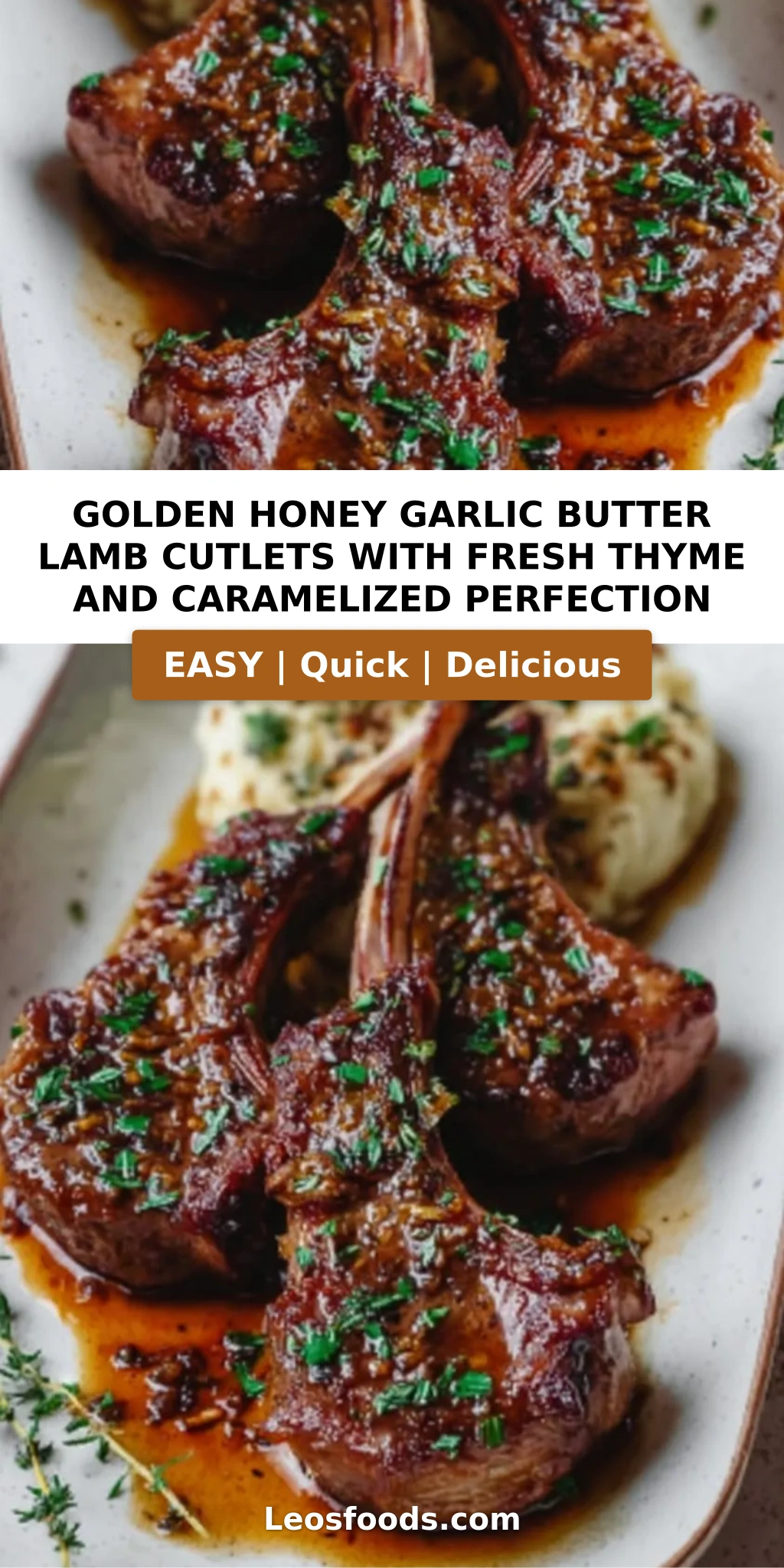 Golden Honey Garlic Butter Lamb Cutlets with Fresh Thyme and Caramelized Perfection