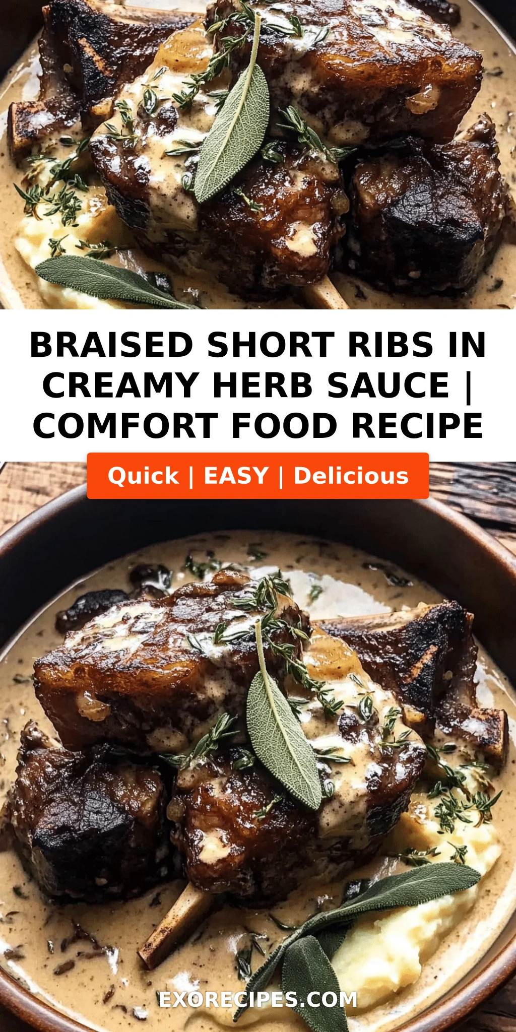 Braised Short Ribs in Creamy Herb Sauce: A Hearty, Flavorful Comfort Food