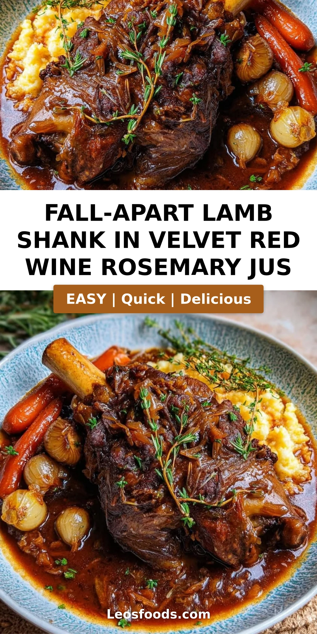 Fall-Apart Lamb Shank in Velvet Red Wine Rosemary Jus