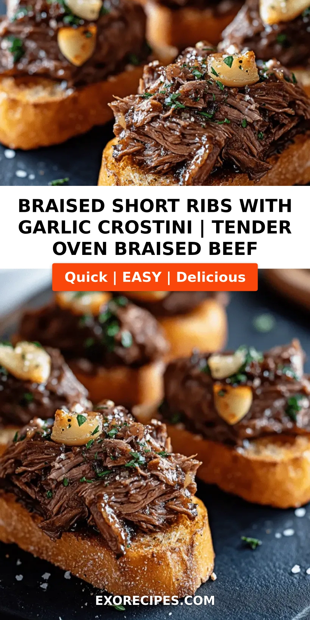 Braised Short Ribs with Garlic Crostini