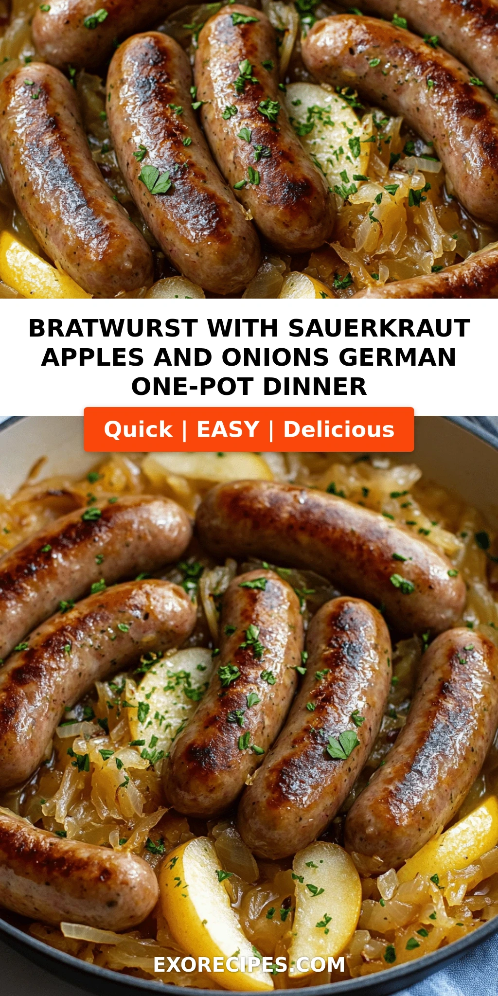 Bratwurst with Sauerkraut, Apples, and Onions A German-Inspired Comfort Dish