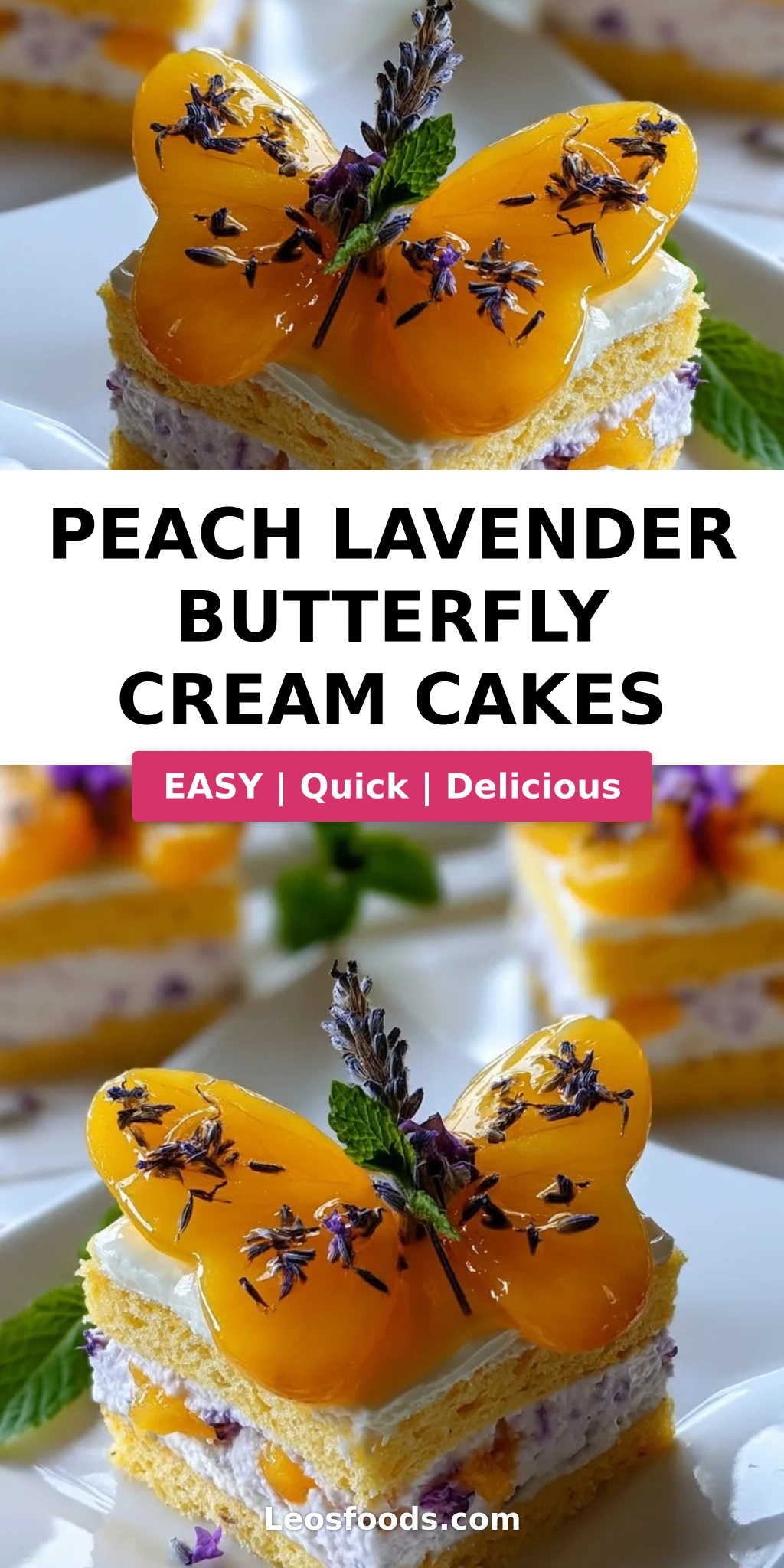 Peach Lavender Butterfly Cream Cakes