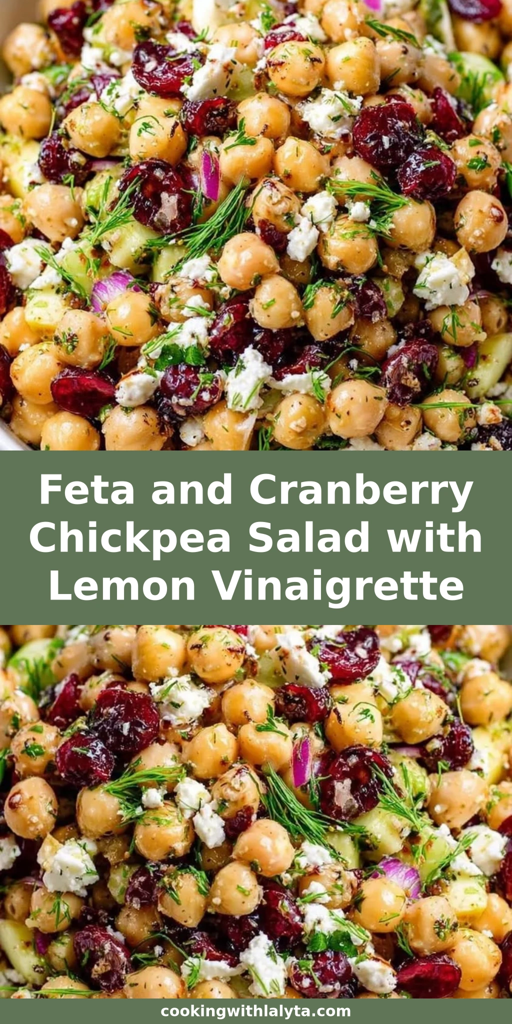 Feta and Cranberry Chickpea Salad with Lemon Vinaigrette
