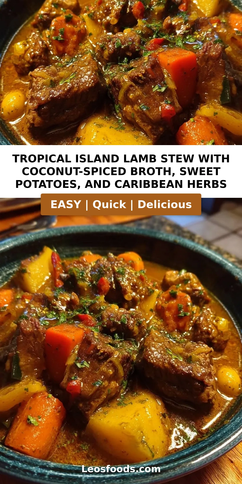 Tropical Island Lamb Stew with Coconut-Spiced Broth, Sweet Potatoes, and Caribbean Herbs